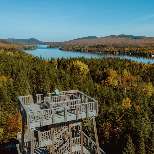 Vue au sommet de la Tour d'observation du Lac Trois-Saumons à Saint-Aubert