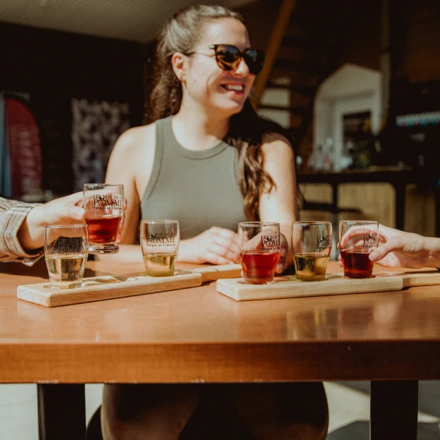 Cider tasting at Les Roy de la pomme orchard in Saint-Georges