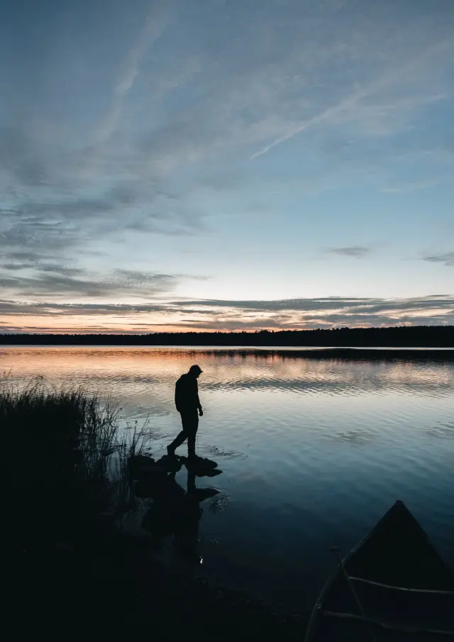 Coucher de soleil dans la Baie au Rats Musqués du secteur Saint-Daniel dans le Parc national de Frontenac à Adstock