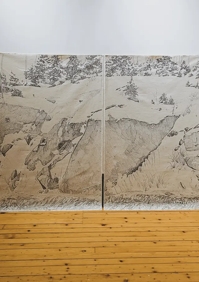 Une œuvre d'une exposition à l'Espace culturel du quartier Saint-Nicolas à Lévis